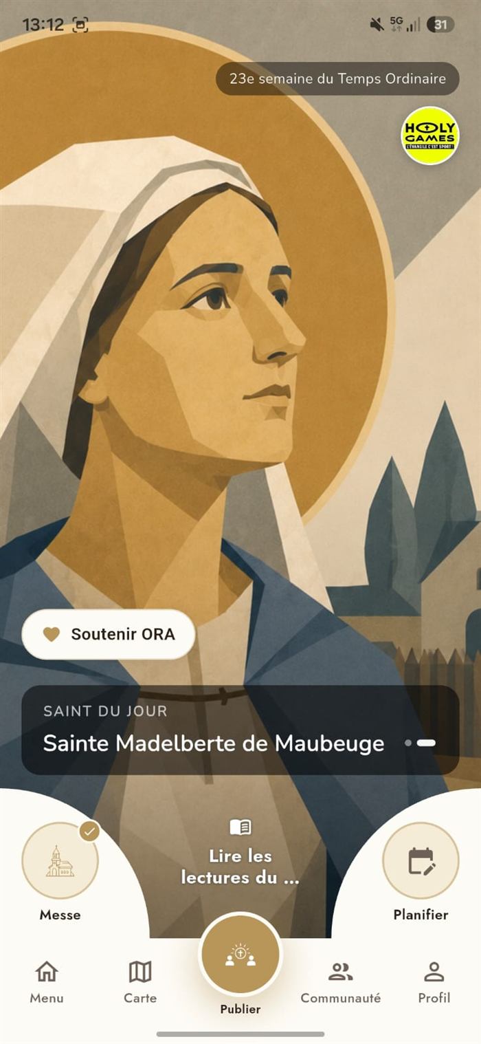 Écran d'accueil ORA — Saint du jour